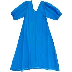 Ali Golden Blue double v neck dress